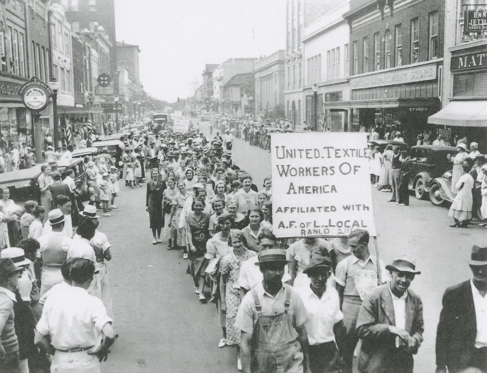 Strikers parade during the Great Strike of 1934.